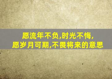 愿流年不负,时光不悔, 愿岁月可期,不畏将来的意思